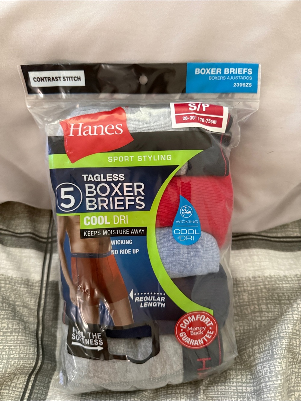 Hanes Boxer Briefs 5-Pack - Gray, Red, Black